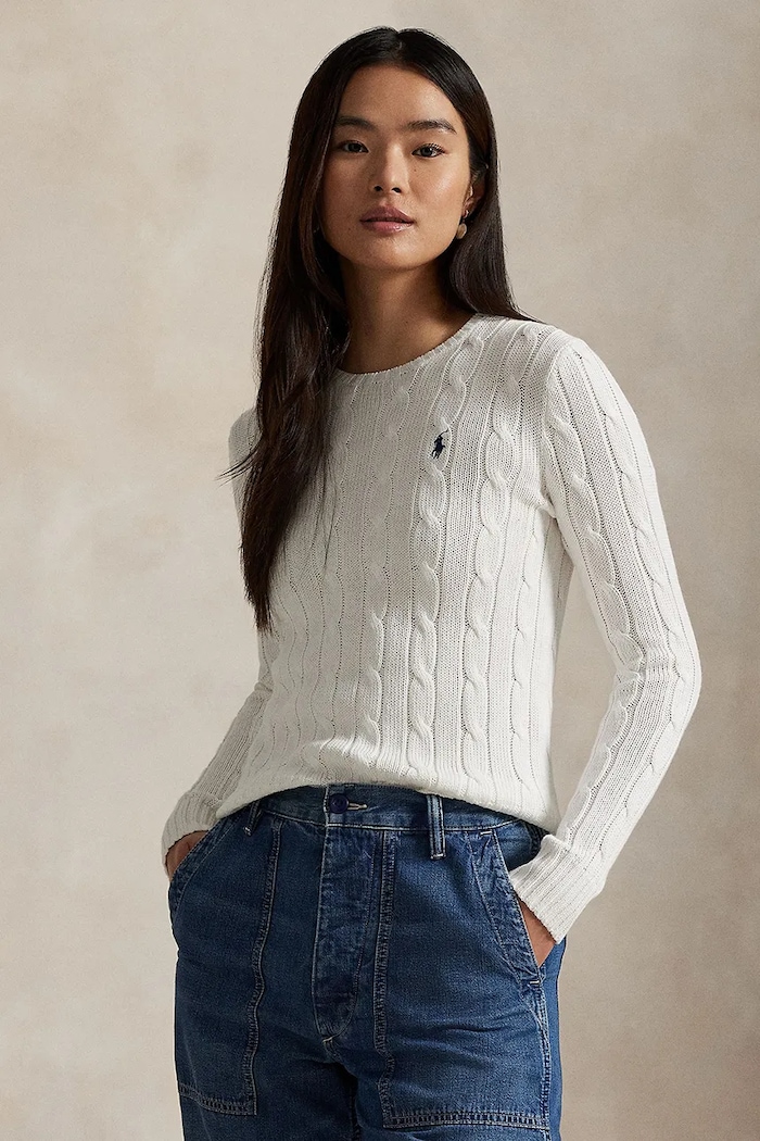 Pamučni pulover Polo Ralph Lauren bez uzorka bijela 211971869