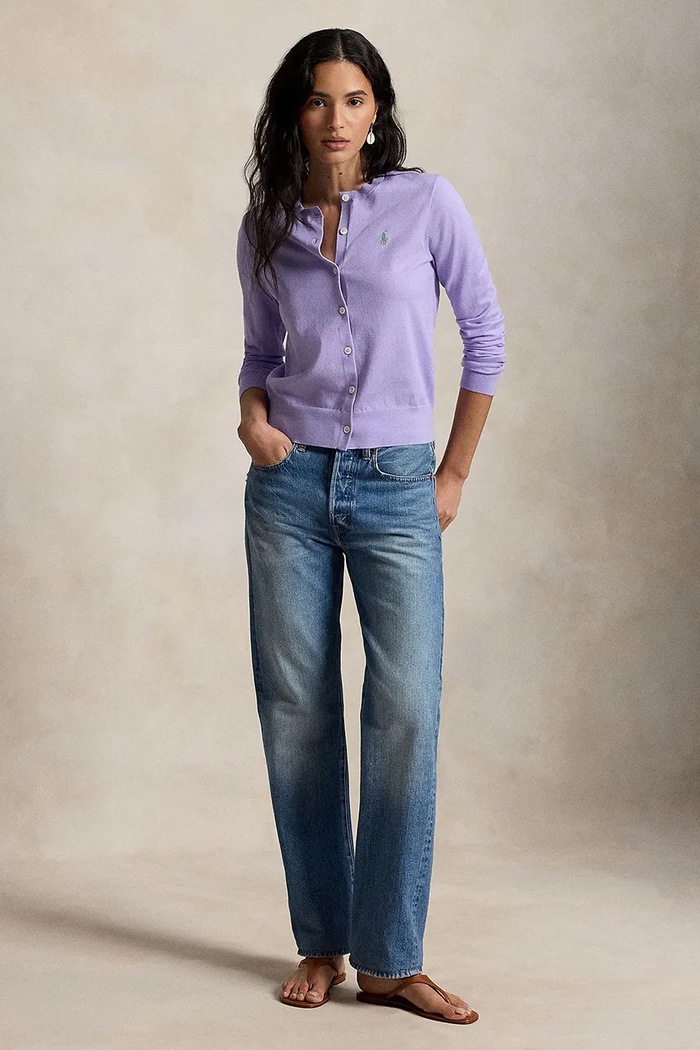 Odzież Polo Ralph Lauren kardigan damski z bawełną 211971871 fioletowy