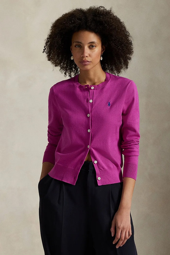 Polo Ralph Lauren Ζακέτα με βαμβάκι Γυναικεία απλό ροζ 211971871