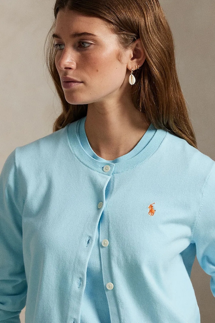 Polo Ralph Lauren kardigán dámsky s bavlnou modrá 211971871