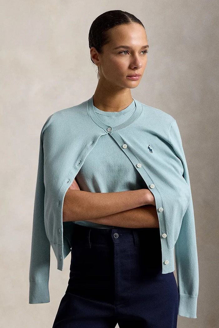 Polo Ralph Lauren kardigan dámský s bavlnou 211971871 tyrkysová