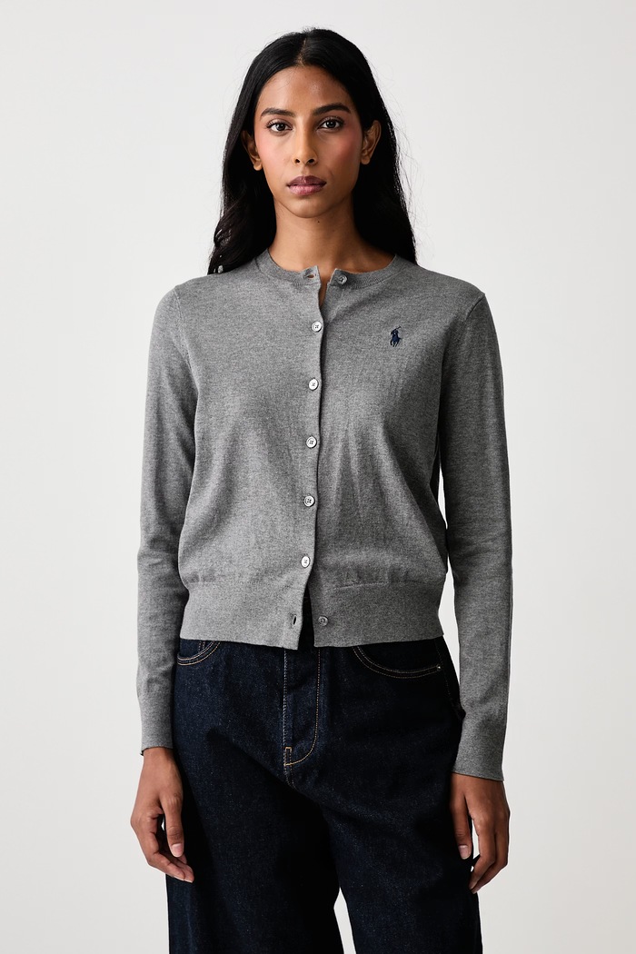 Polo Ralph Lauren Kardigan dámský s bavlnou šedá 211971871