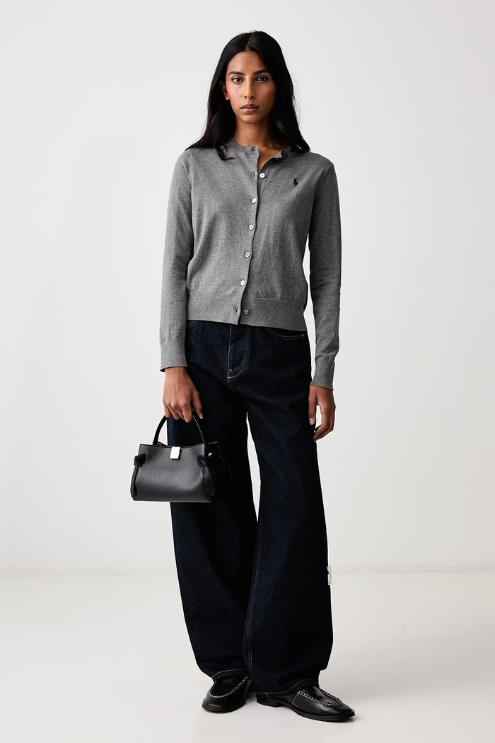 Polo Ralph Lauren Kardigan dámský s bavlnou 211971871 šedá SS26