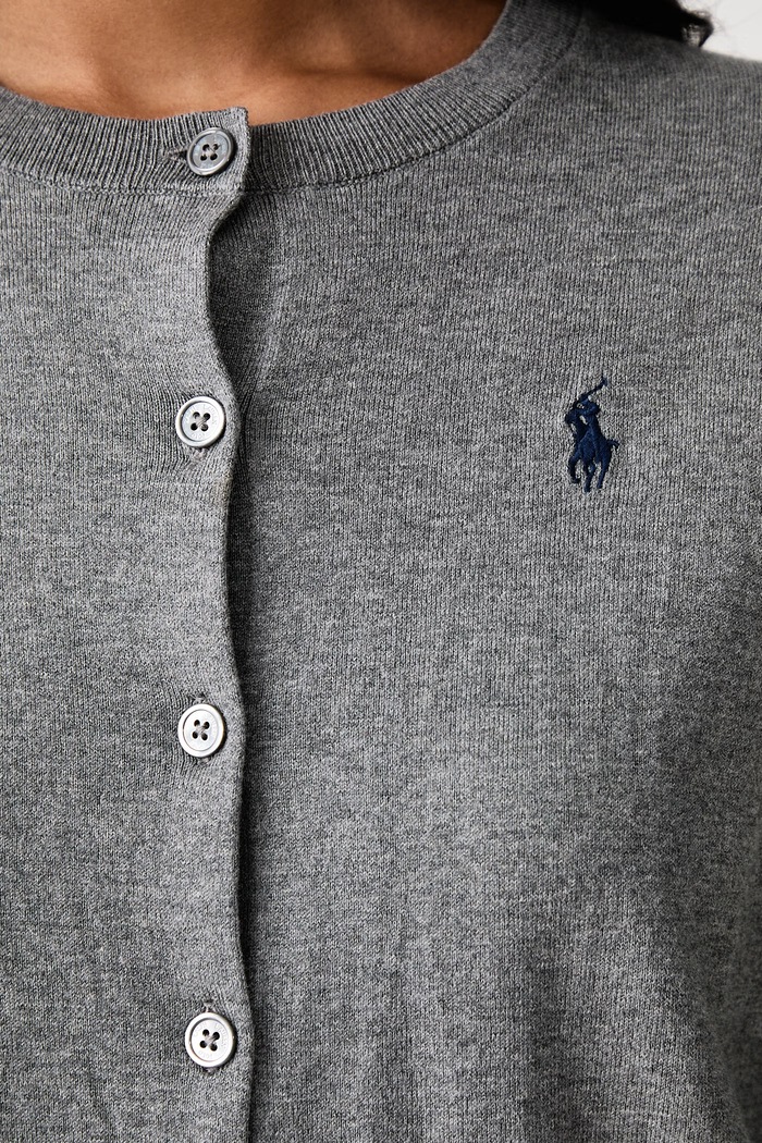 Kardigan dámský s bavlnou Polo Ralph Lauren šedá 211971871