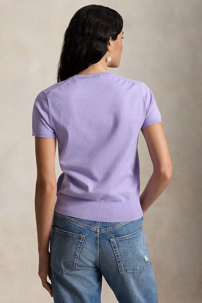Polo Ralph Lauren pulover s kratkimi rokavi ženski z bombažem 211971872 vijolična SS26