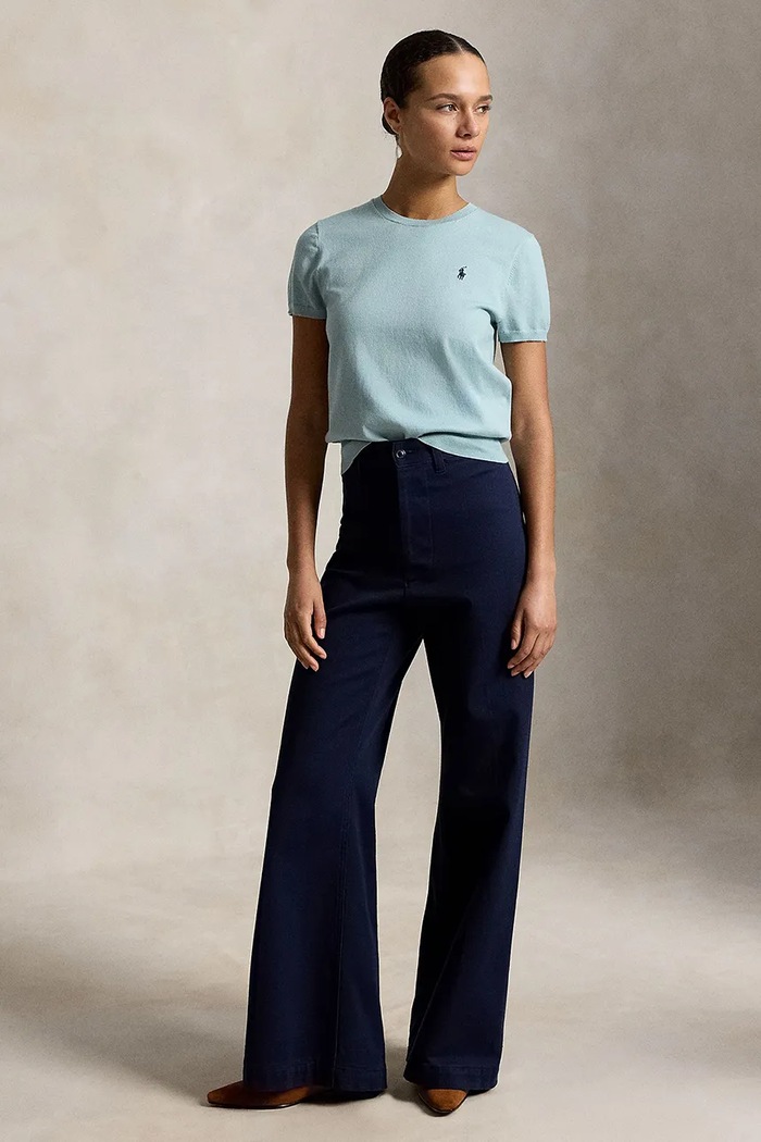 Oblačila Polo Ralph Lauren pulover s kratkimi rokavi ženski z bombažem 211971872 modra