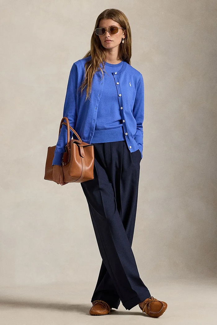 Polo Ralph Lauren sweter z krótkim rękawem damski z bawełną 211971872 niebieski