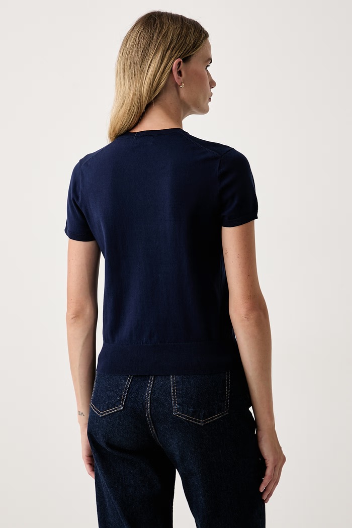 Odzież Polo Ralph Lauren sweter z krótkim rękawem damski z bawełną 211971872 granatowy