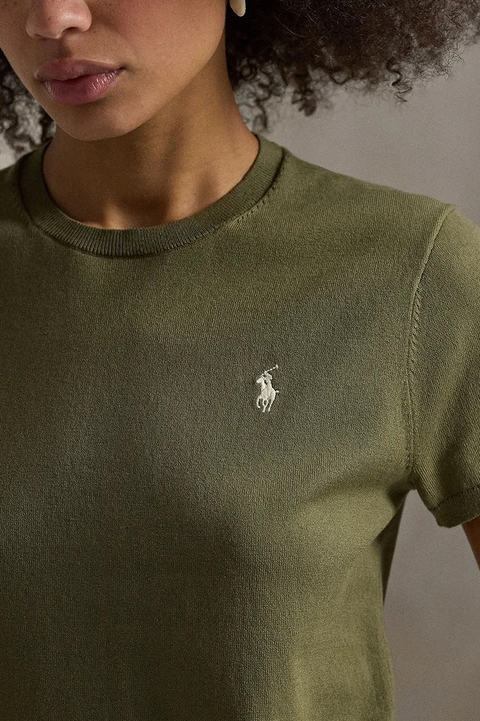 Polo Ralph Lauren sweter z krótkim rękawem damski z bawełną zielony 211971872