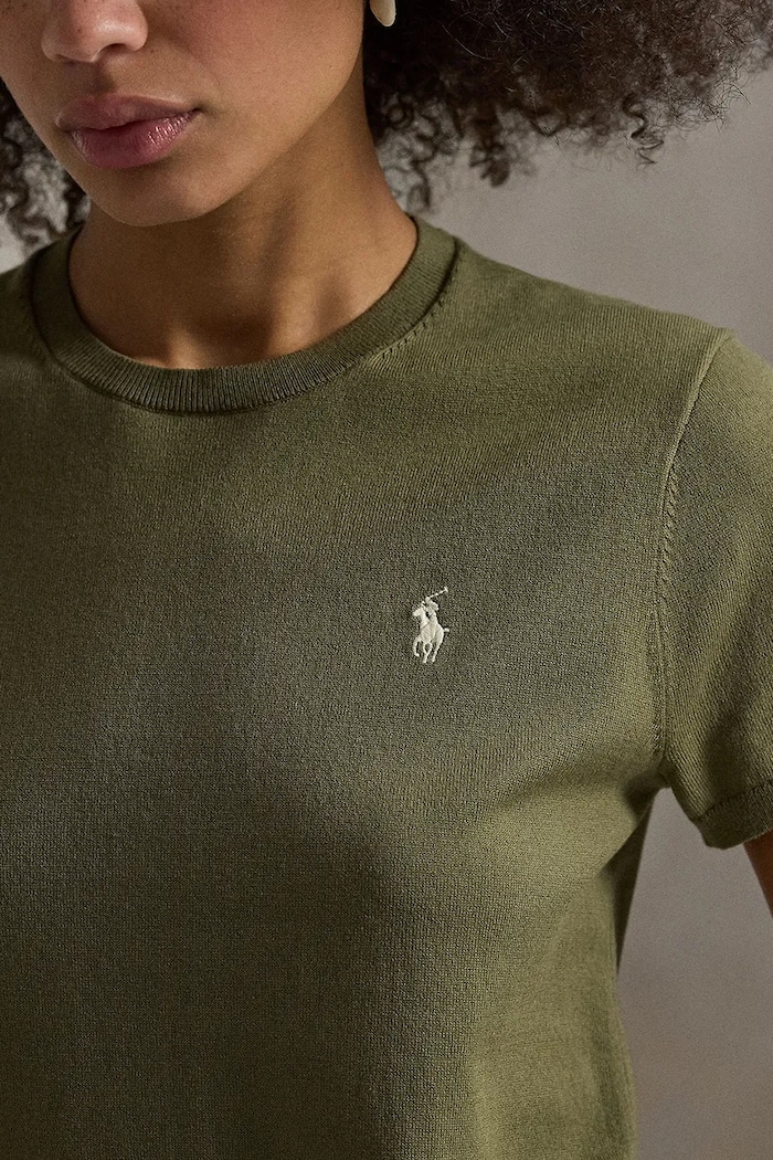 Polo Ralph Lauren sweter z krótkim rękawem damski z bawełną zielony 211971872