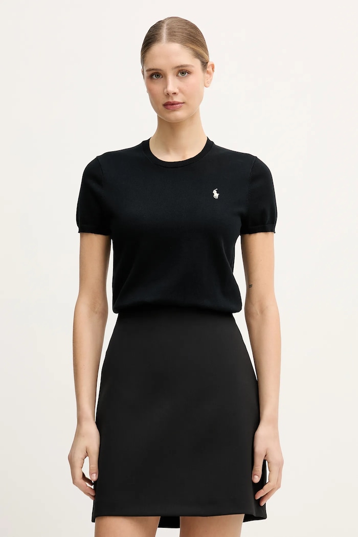 Polo Ralph Lauren sveter s krátkym rukávom dámsky s bavlnou okrúhly čierna 211971872