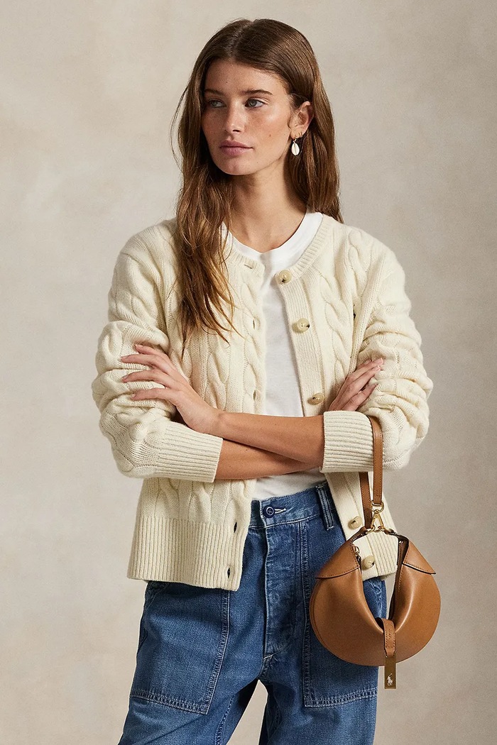 Μάλλινο πουλόβερ Polo Ralph Lauren στρογγυλό λευκό 211972104