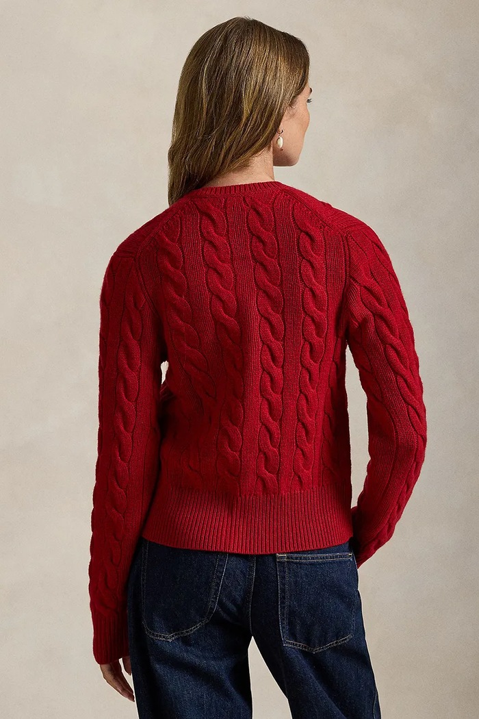 Μάλλινη ζακέτα Polo Ralph Lauren 211972104 κόκκινο AW25