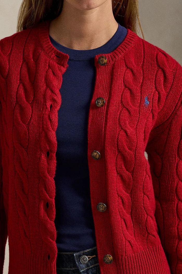 Μάλλινη ζακέτα Polo Ralph Lauren κόκκινο 211972104