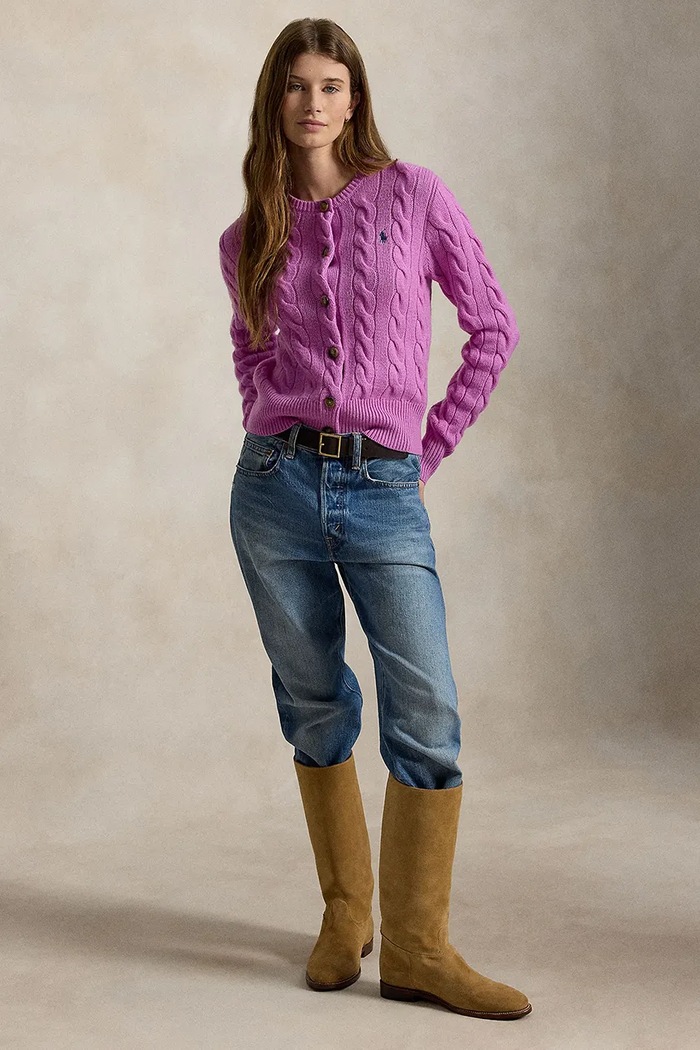 Odzież Polo Ralph Lauren kardigan wełniany damski 211972104 fioletowy