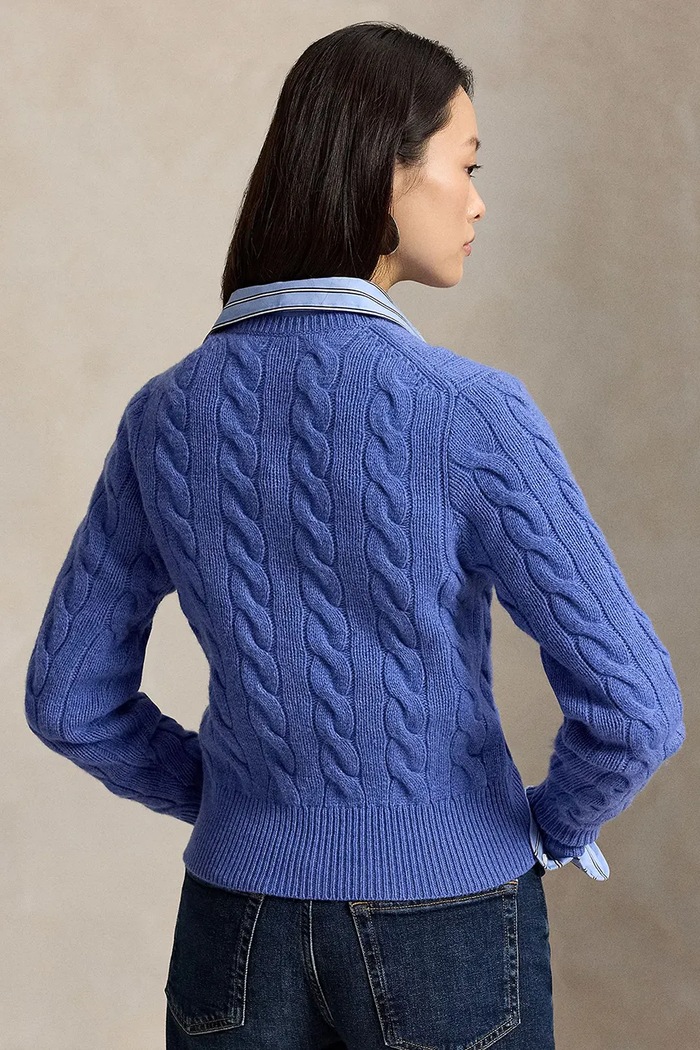 Polo Ralph Lauren kardigan wełniany damski 211972104 niebieski AW25