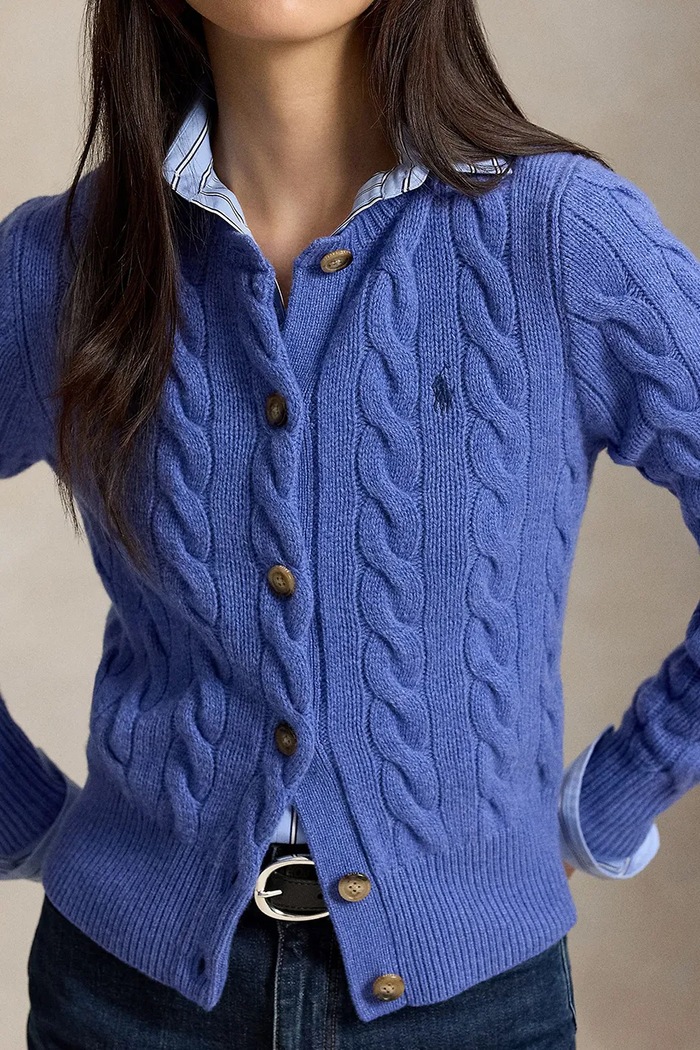 Polo Ralph Lauren kardigan wełniany damski niebieski 211972104