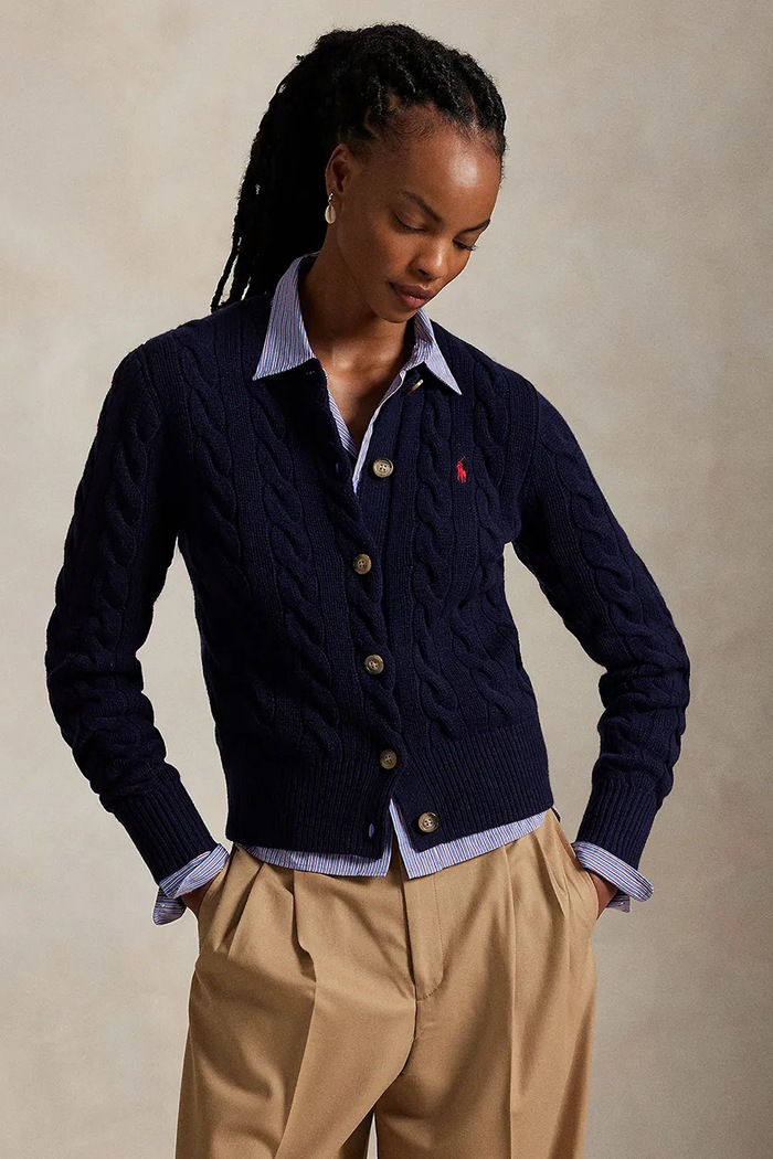 Polo Ralph Lauren sweter wełniany wełna granatowy 211972104
