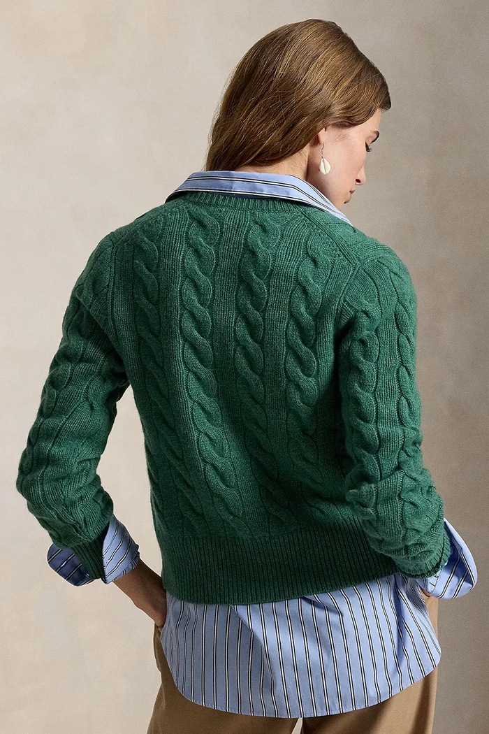 Polo Ralph Lauren kardigan wełniany damski 211972104 zielony AW25
