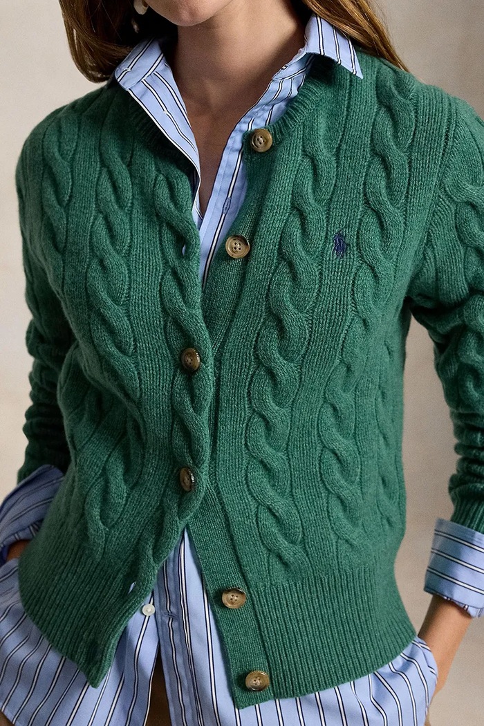 Polo Ralph Lauren kardigan wełniany damski zielony 211972104