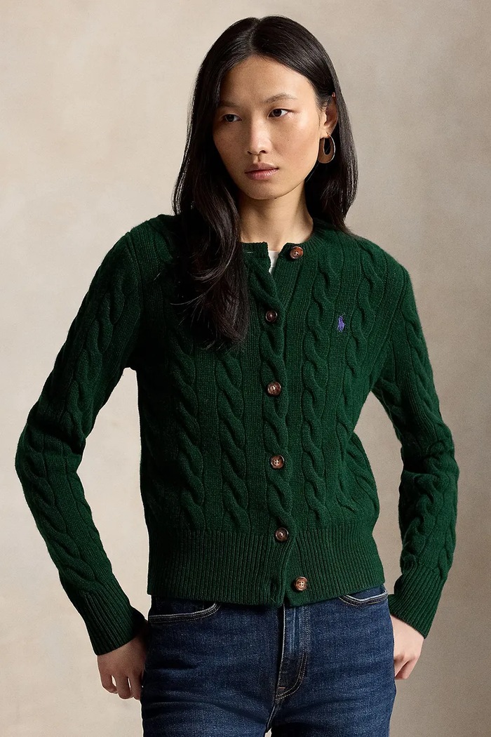 Polo Ralph Lauren kardigan wełniany damski zielony 211972104