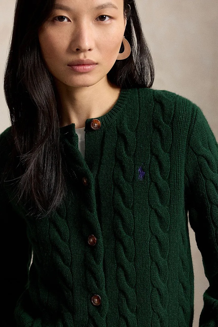 Polo Ralph Lauren kardigan wełniany damski zielony 211972104
