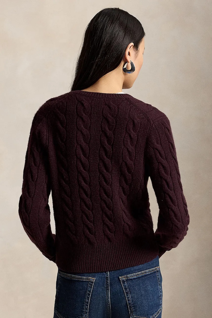 Polo Ralph Lauren kardigan ženski volnen 211972104 bordo AW25