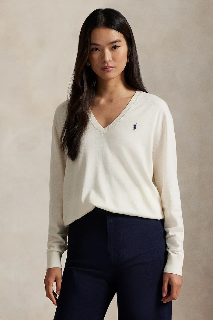 Βαμβακερό πουλόβερ Polo Ralph Lauren απλό μπεζ 211972105