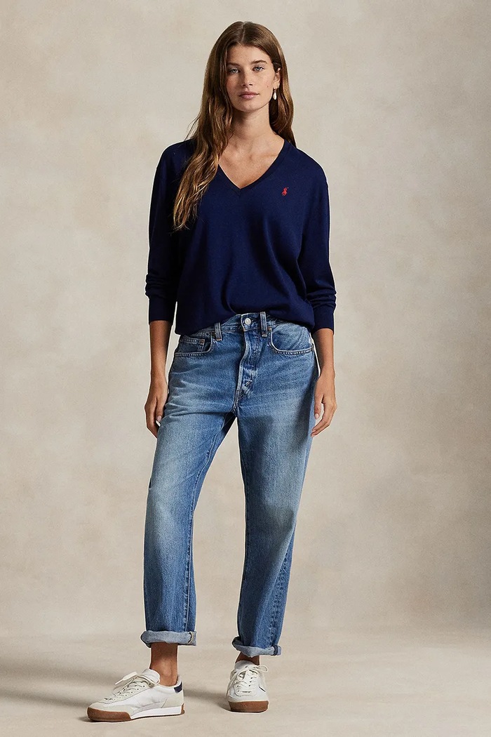 Odzież Polo Ralph Lauren sweter bawełniany 211972105 granatowy