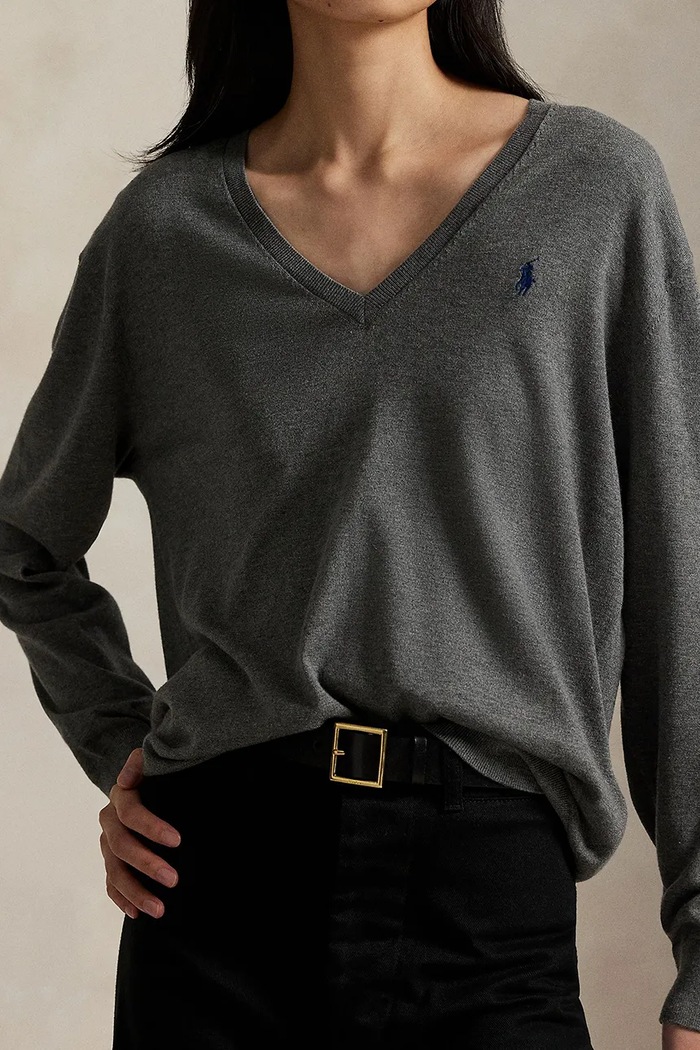 Βαμβακερό πουλόβερ Polo Ralph Lauren γκρί 211972105