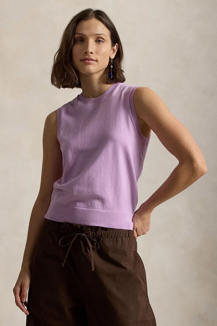 Polo Ralph Lauren vesta dámska s bavlnou okrúhly fialová 211972111
