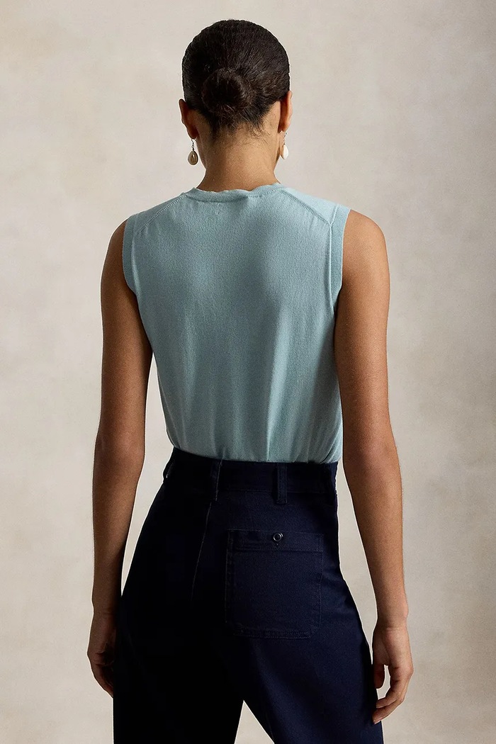 Polo Ralph Lauren kamizelka damska z bawełną 211972111 niebieski SS26