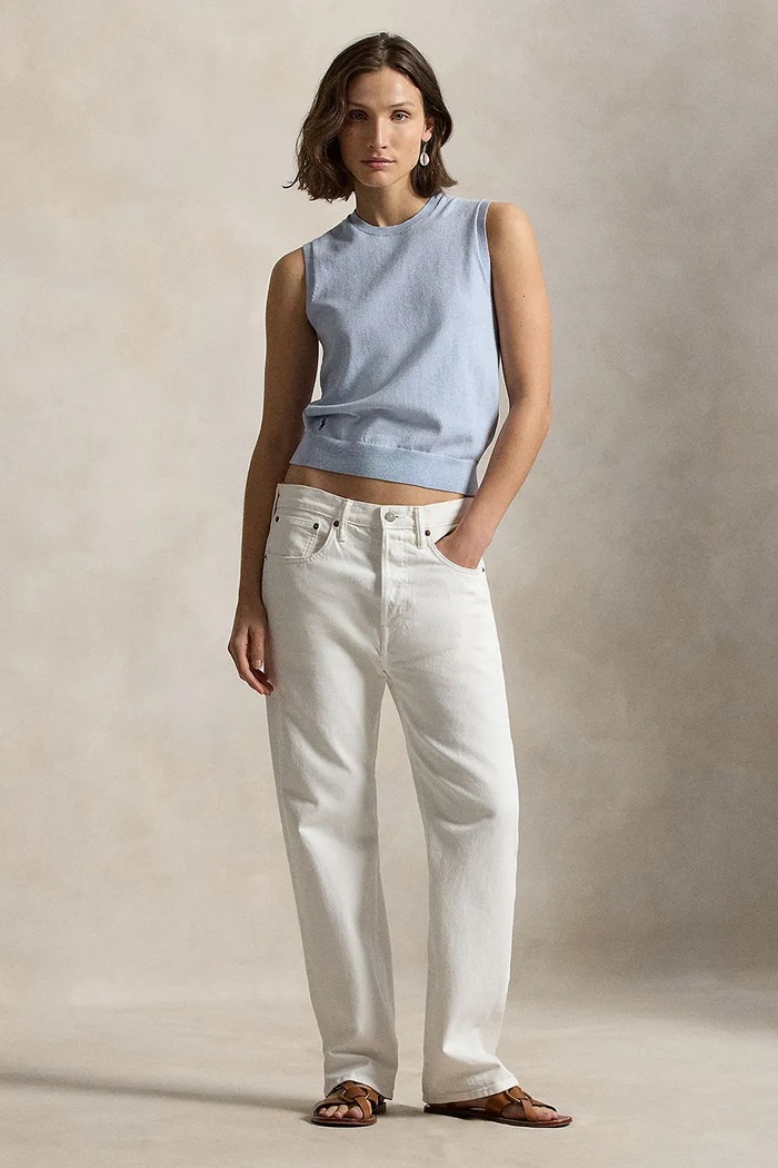 Ruházat Polo Ralph Lauren mellény női pamuttal 211972111 kék
