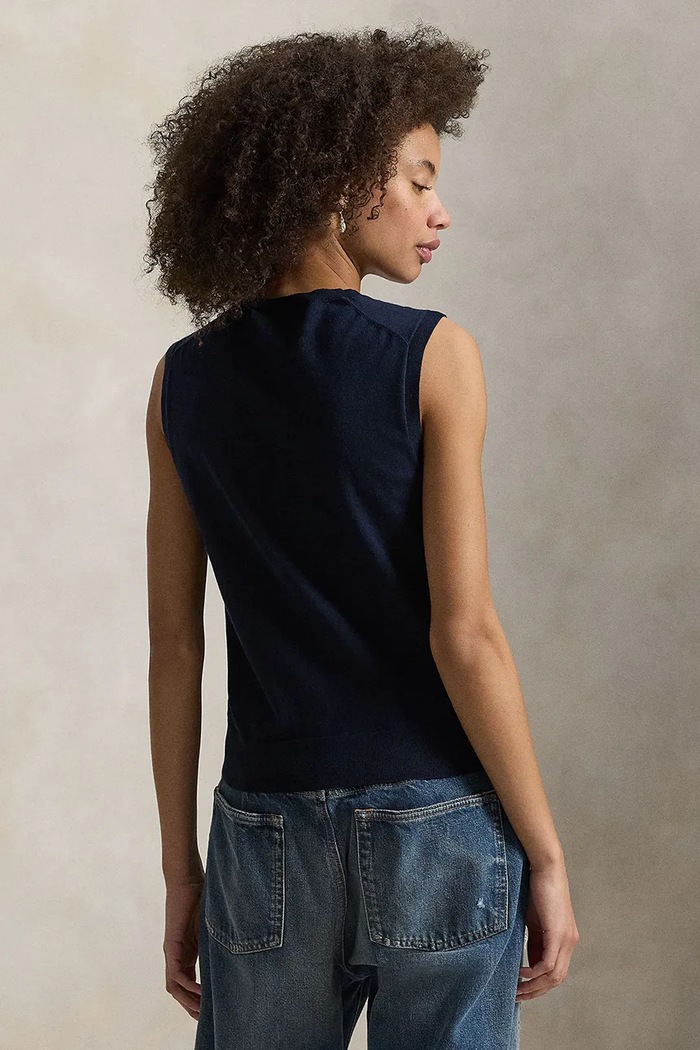Polo Ralph Lauren kamizelka damska z bawełną 211972111 granatowy SS26