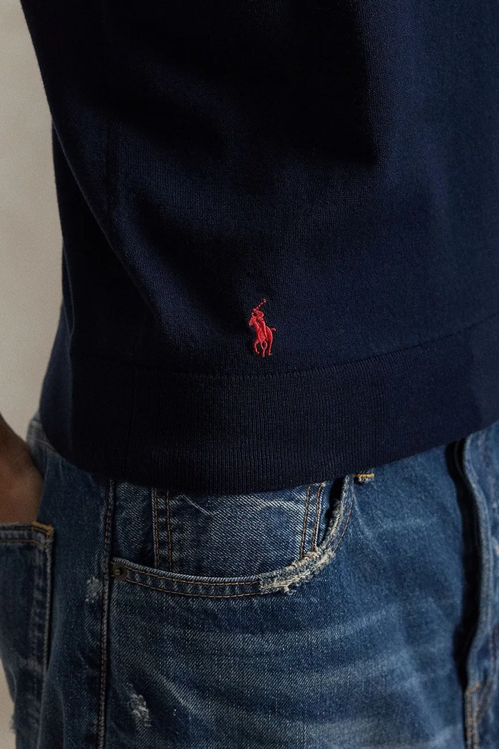 Polo Ralph Lauren kamizelka damska z bawełną granatowy 211972111