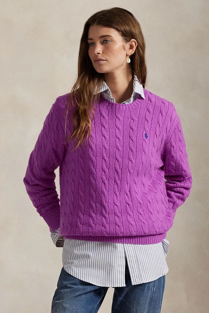 Pulover Polo Ralph Lauren okrugli ljubičasta 211972115
