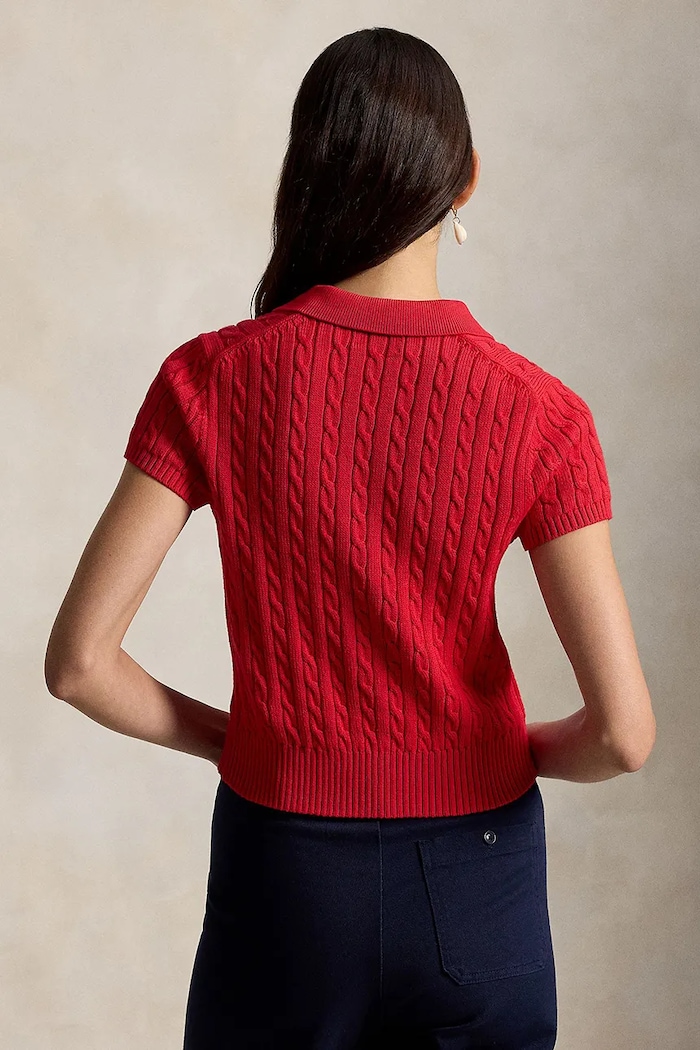 Polo Ralph Lauren sveter s krátkym rukávom dámsky bavlnený 211972118 červená SS26