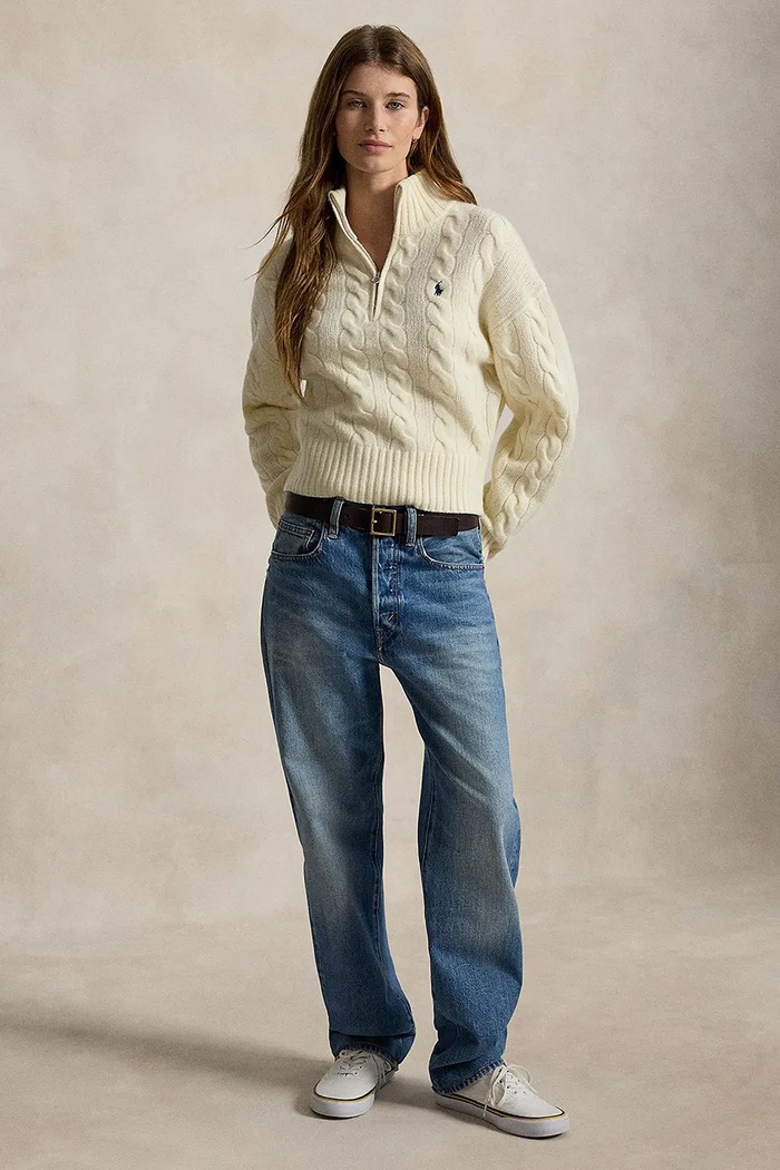 Odzież Polo Ralph Lauren sweter damski wełniany 211972130 beżowy