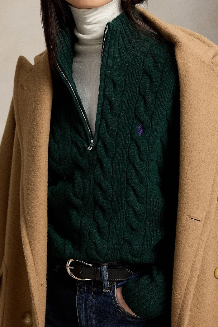 Sweter damski wełniany Polo Ralph Lauren zielony 211972130