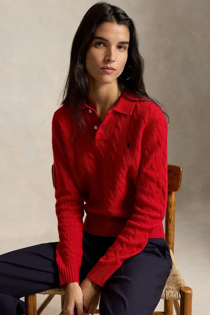 Polo Ralph Lauren sweter damski wełniany 211972132 czerwony