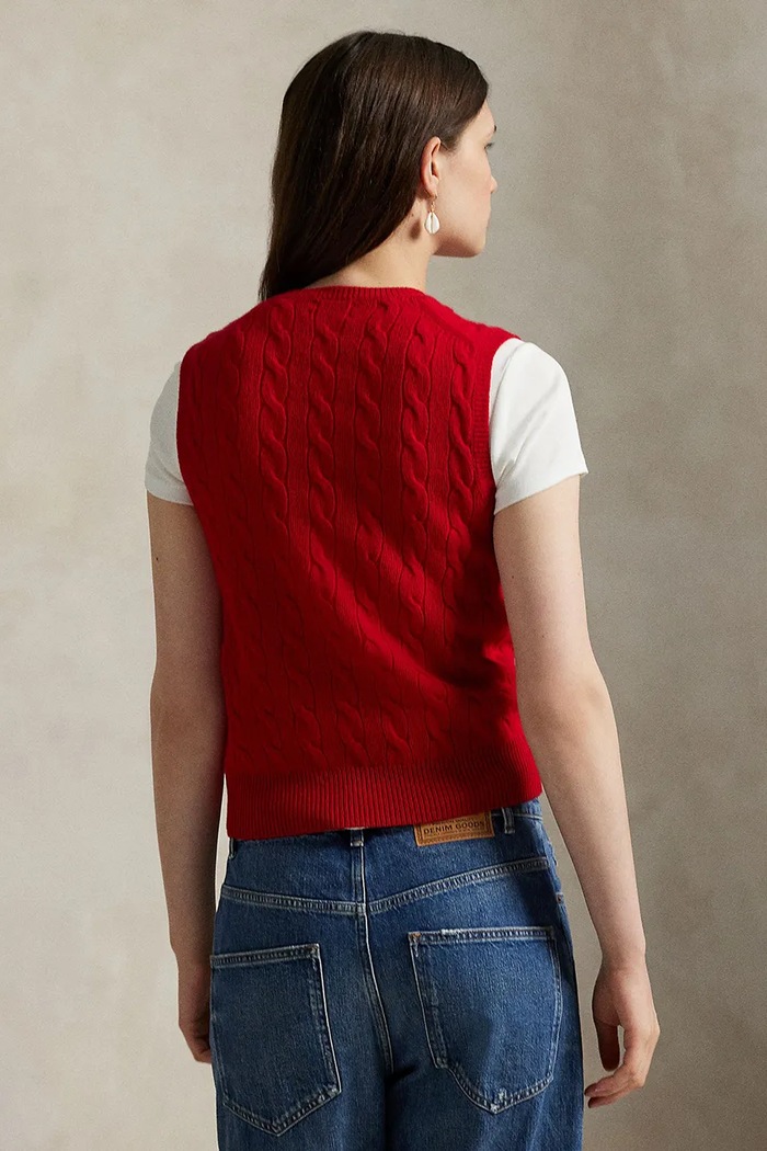Polo Ralph Lauren vestă de cașmir 211972134 rosu AW25