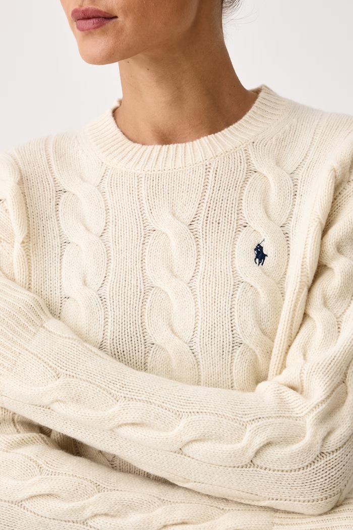 Sweter damski wełniany Polo Ralph Lauren 211A91216 beżowy
