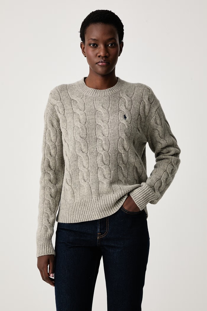Polo Ralph Lauren Πουλόβερ γυναικείο μάλλινο γκρί 211A91216