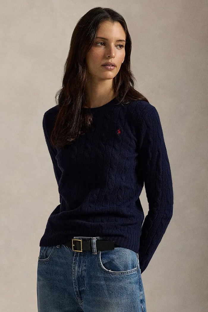 Polo Ralph Lauren sweter damski wełniany granatowy 211A91216