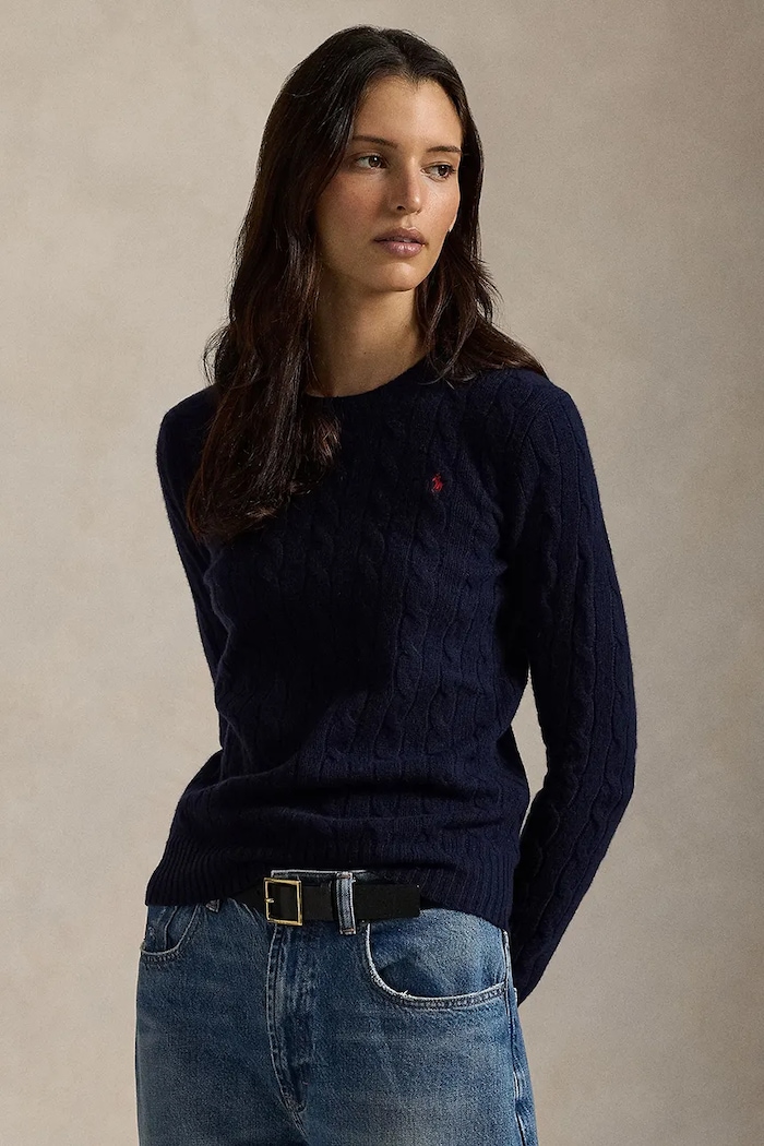 Polo Ralph Lauren sweter damski wełniany granatowy 211A91216
