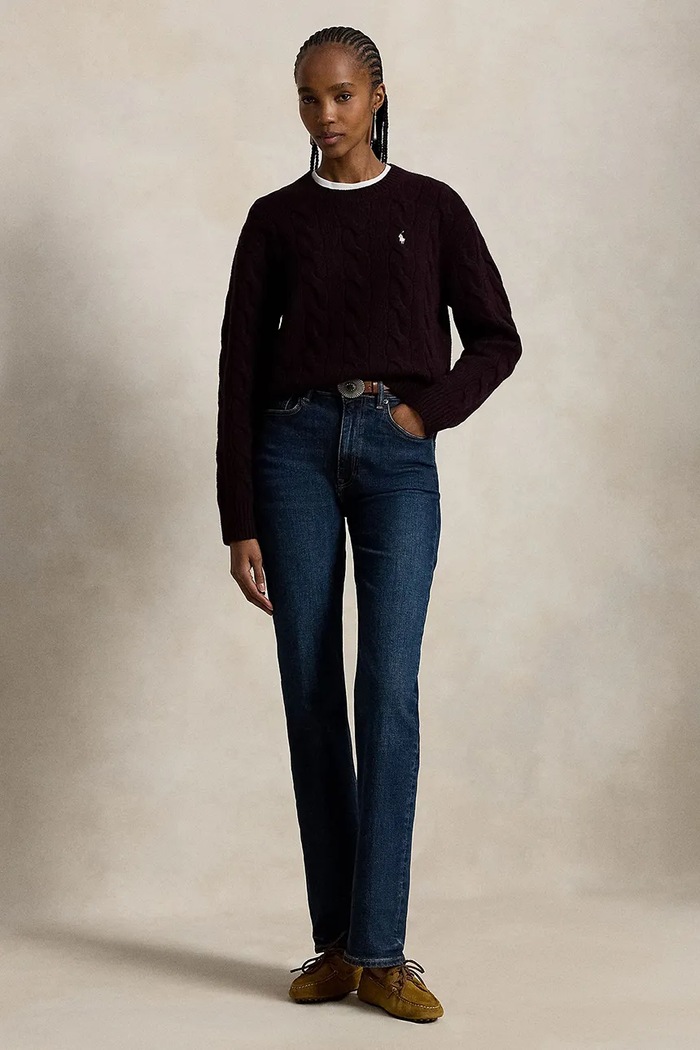 Odzież Polo Ralph Lauren sweter damski wełniany 211A91216 bordowy