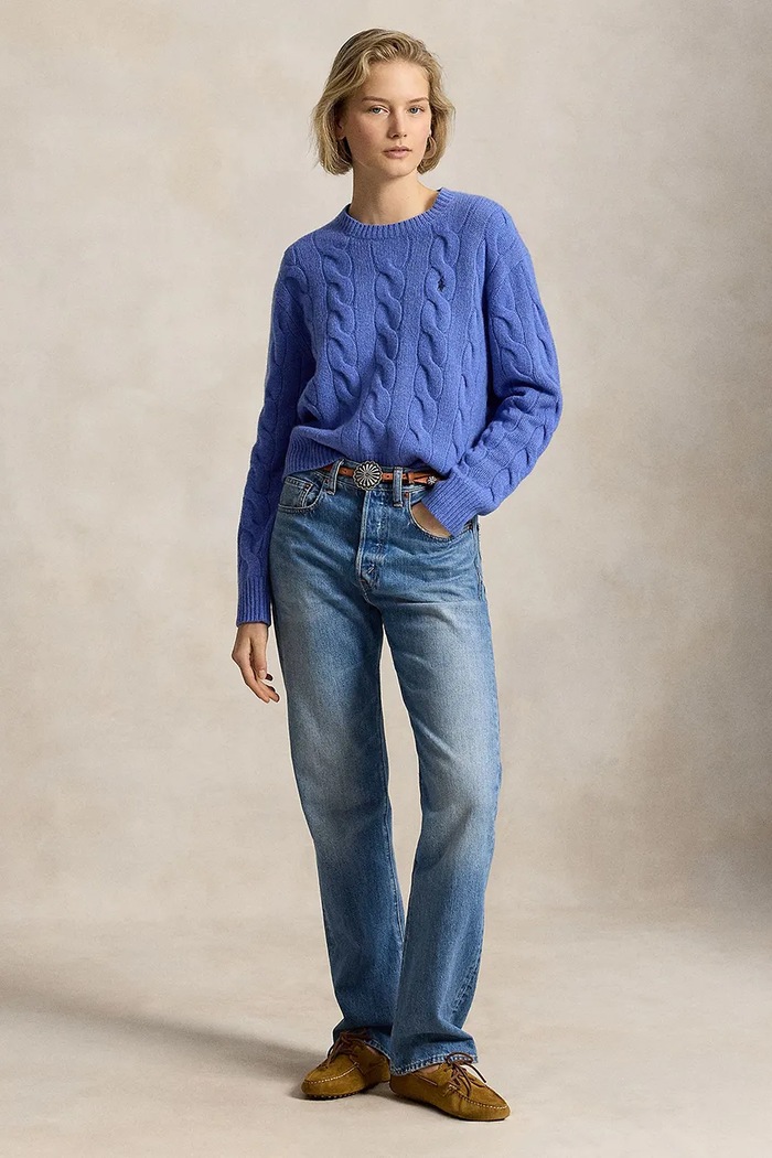 Odzież Polo Ralph Lauren sweter damski wełniany 211A91216 niebieski