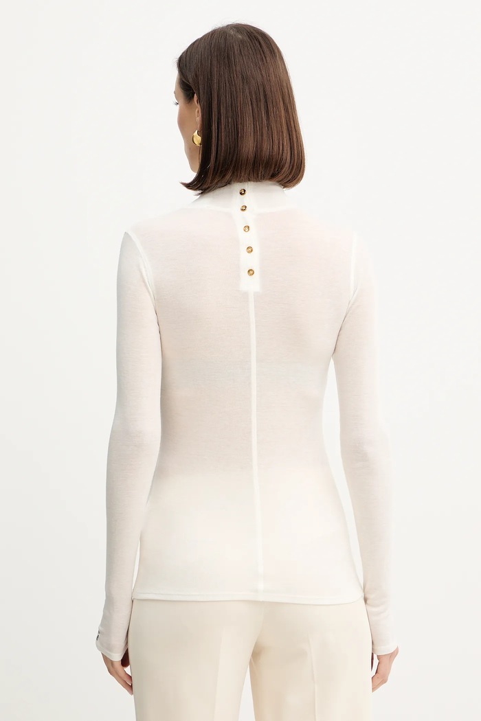Odzież Elisabetta Franchi sweter z dodatkiem wełny MD61B56E2 beżowy