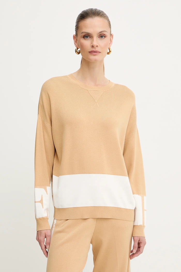 Elisabetta Franchi maglione a maglia fine beige MK01S56E2
