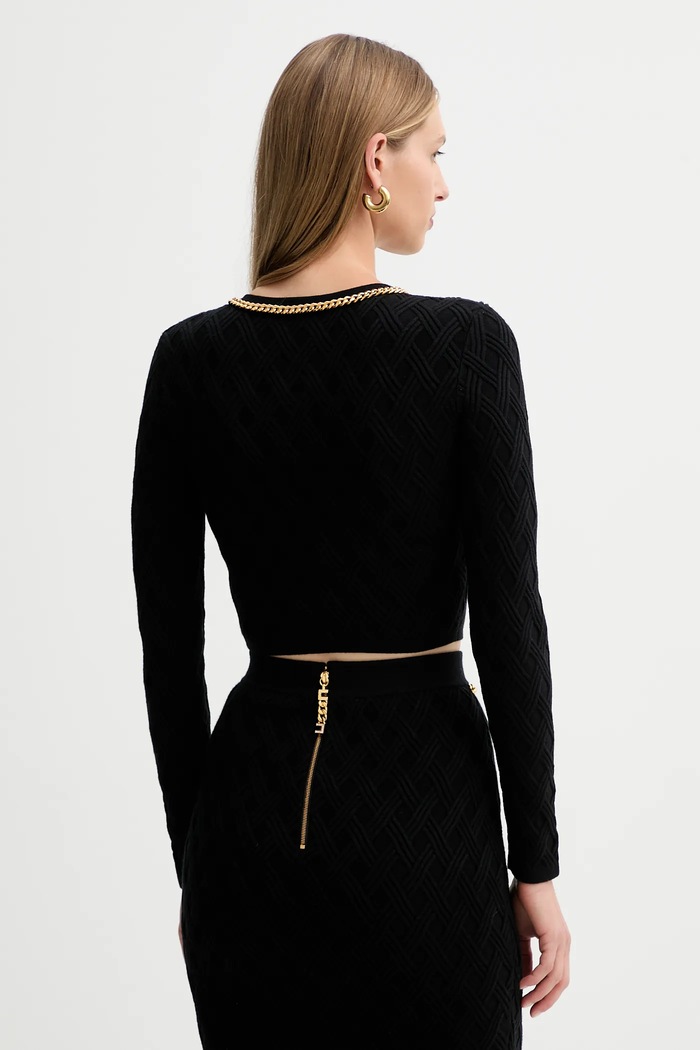 Elisabetta Franchi kardigán dámsky s viskózou MK29B56E2 čierna AW25